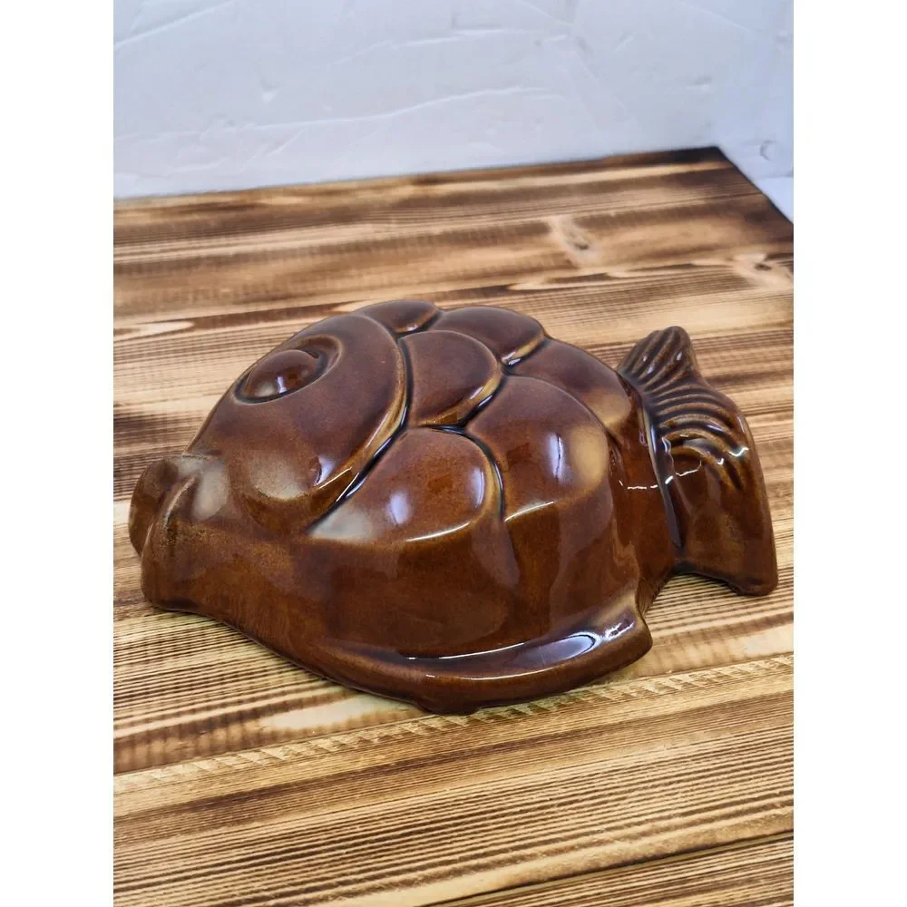 Vintage West German Brown Earthenware Fish Ceramic Pudding Pastry Mold W Germany